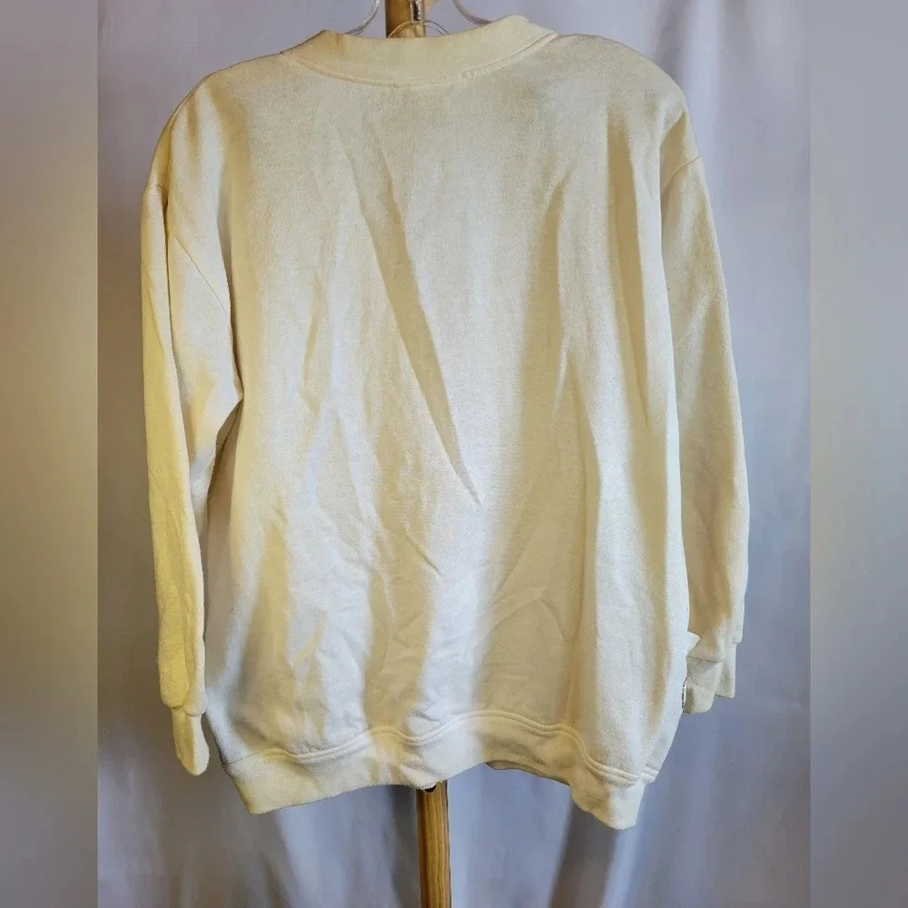 Vintage White Sweater with Glitter Butterflies  Pockets Medium - Picture 5 of 7